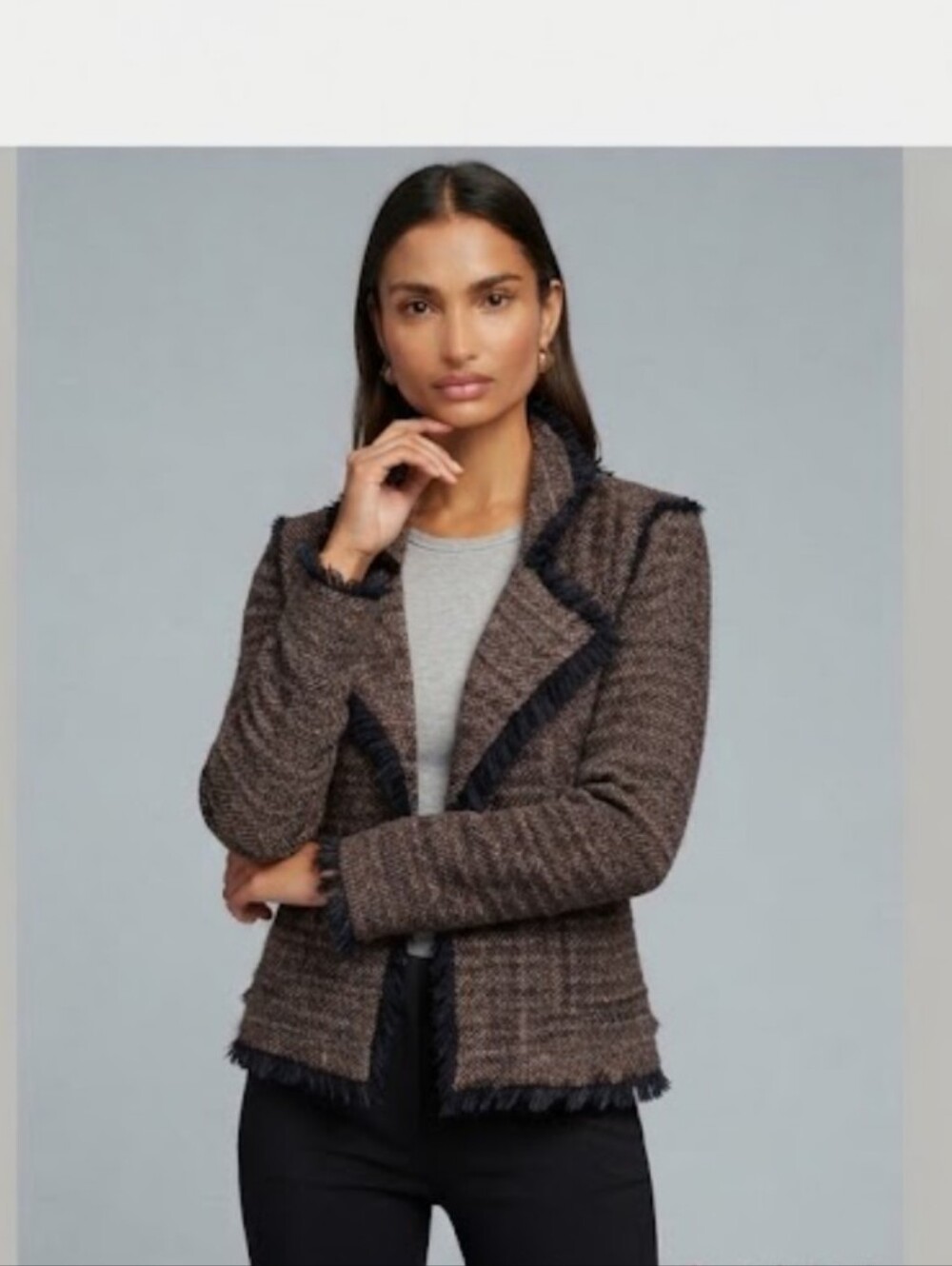 Marc Cain Cropped Boucle Tweed Blazer Jacket